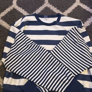 Navy and White Striped Women's Sweatshirt